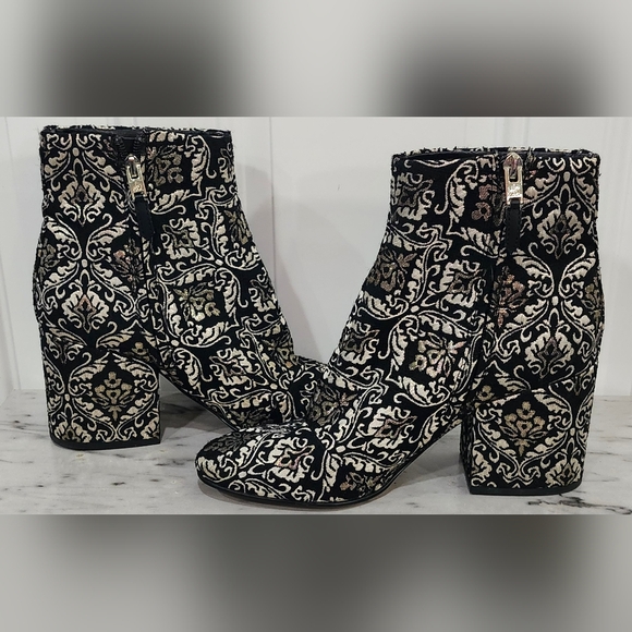 Sam Edelman Taye Metallic Silver and Gold Brocade Ankle Boots Women's U… - Picture 6 of 11